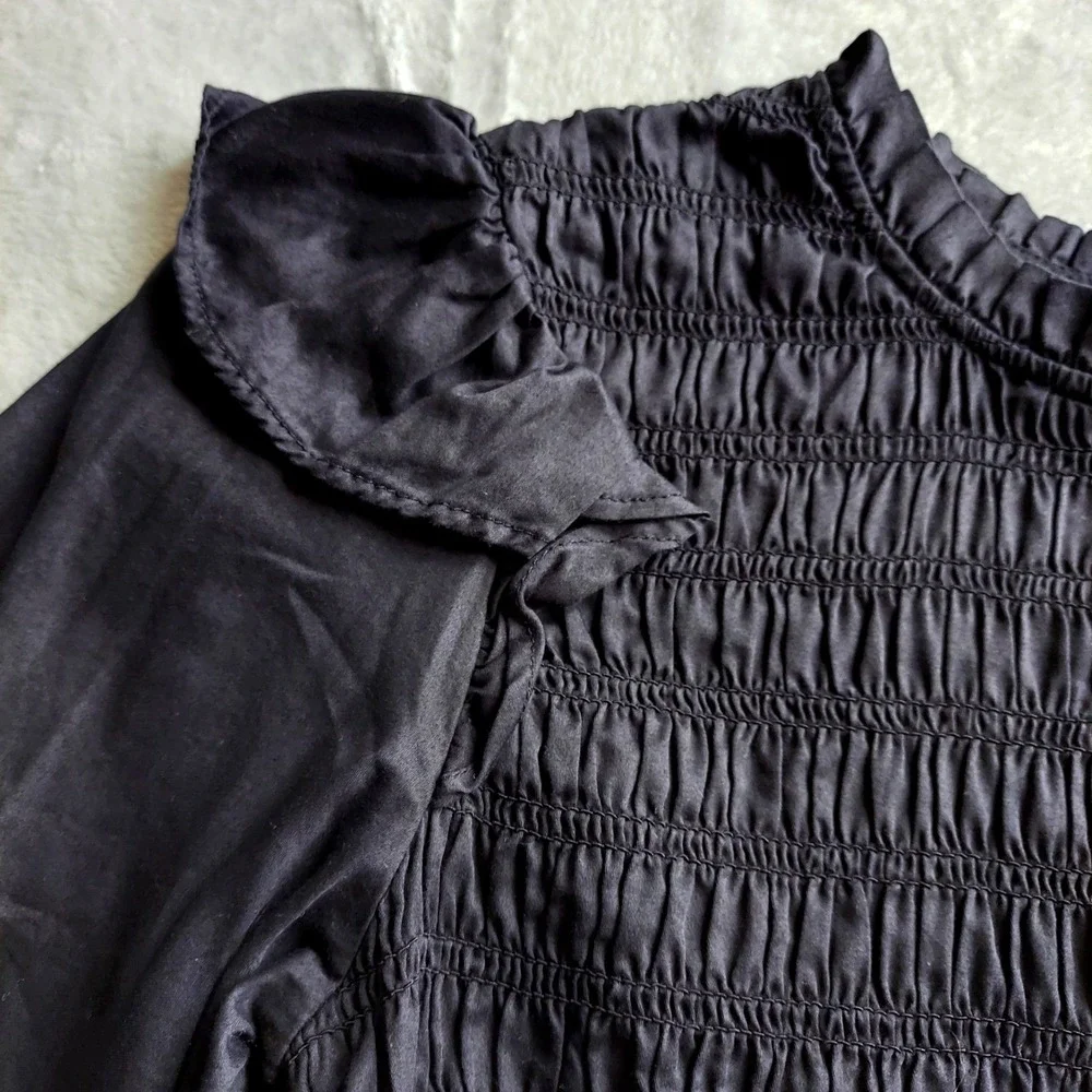 GAP Womens Dress S Smocked Ruffle Gothic Witchy Vampy Grunge Goth Cottagecore - Picture 6 of 14